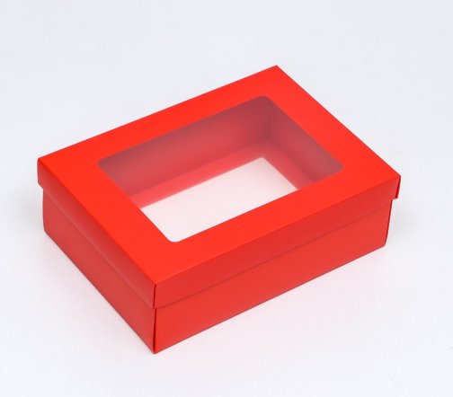 Коробка складная "Красная", с окном,  21х15х7 см 9702384