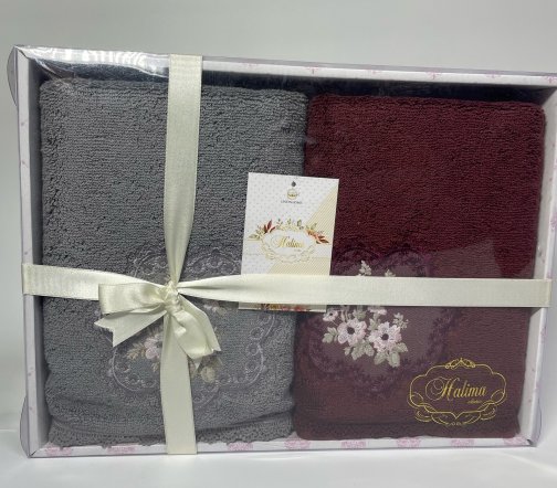 Набор "Халима" Union Home хлопок DLV3 - (2-50х90) в кор.grey and bordeaux
